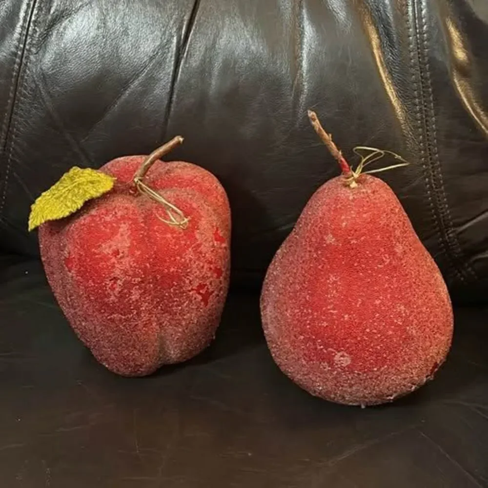 Red Beaded Artificial Apple and Pear Decor